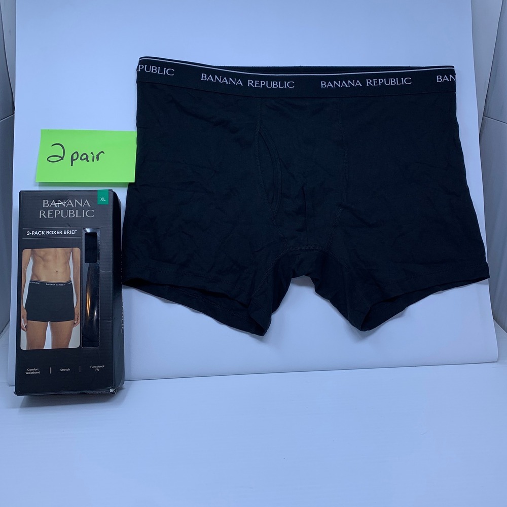 Banana Republic Mens XL Black 2-Pack Stretch Cotton Blend Boxer Briefs
